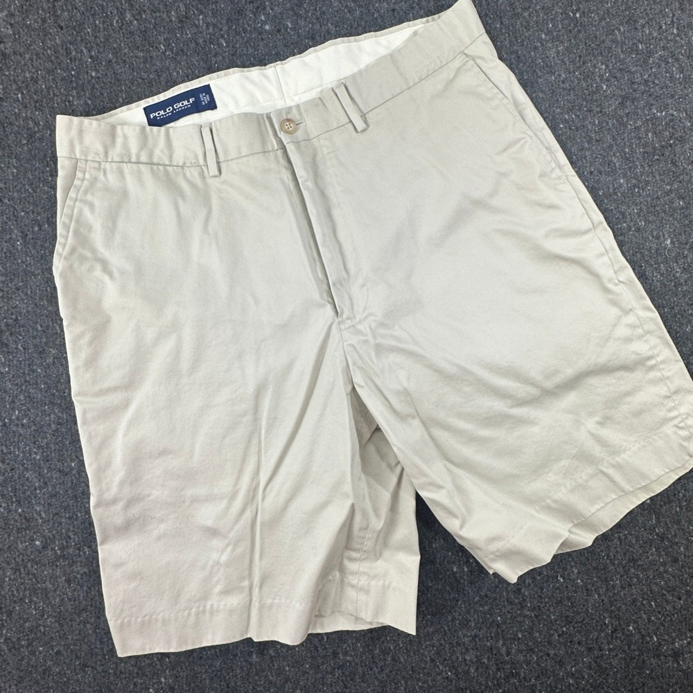 Polo Golf Ralph Lauren Shorts Mens 35 Beige Chino Pima Cotton MicroModal